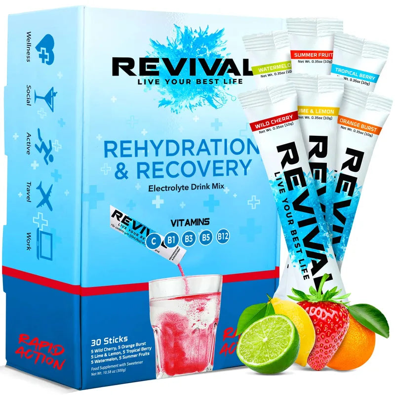 Revival Rehydration & Recovery Electrolyte Drink Assorted Flavours Pack x12 Sachets