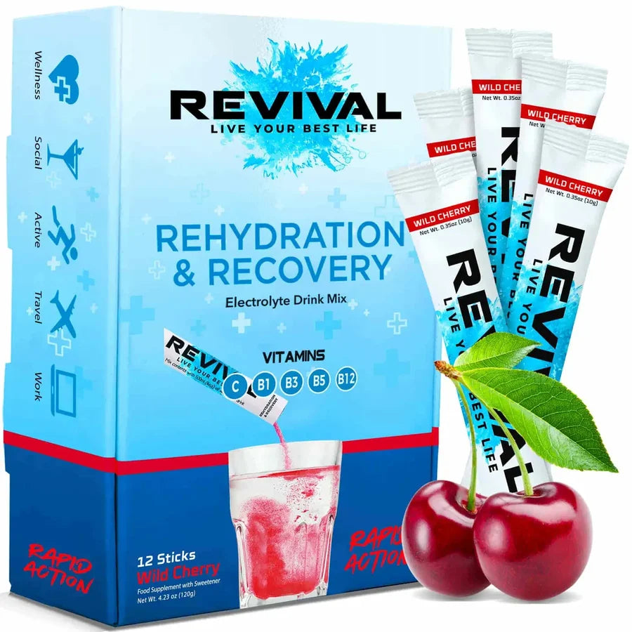 Revival Rehydration & Recovery Electrolyte Drink Mix Wild Cherry x12 Sachets